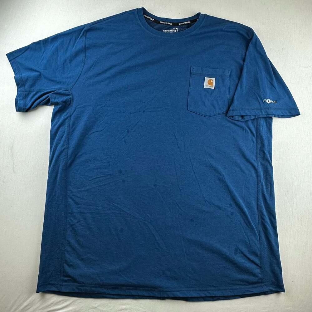 Carhartt Force Men's Relaxed Fit Short-Sleeve Pocket T-Shirt, Blue, 2XL Tall
